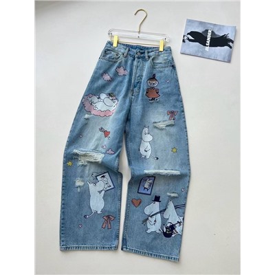 Женские джинсы Acne Studio*s x Moomi*n 🕺  Реплика 1:1