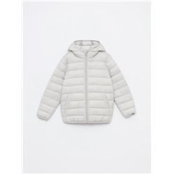 LIGHTWEIGHT HOODED PUFFER JACKET