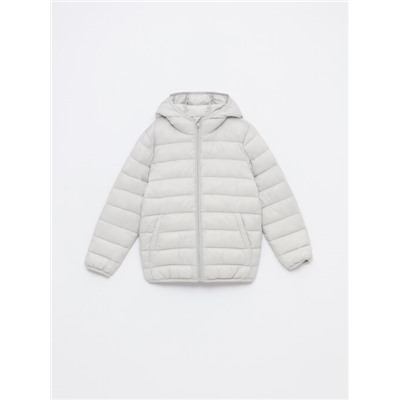 LIGHTWEIGHT HOODED PUFFER JACKET