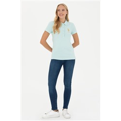 Kadın Su Yeşili Basic Polo Yaka Tişört