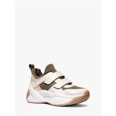 MICHAEL MICHAEL KORS Keeley Scuba Leather and Mesh Trainer