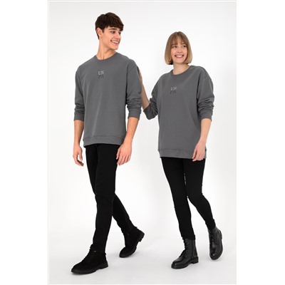 Erkek Gri Basic Sweatshirt