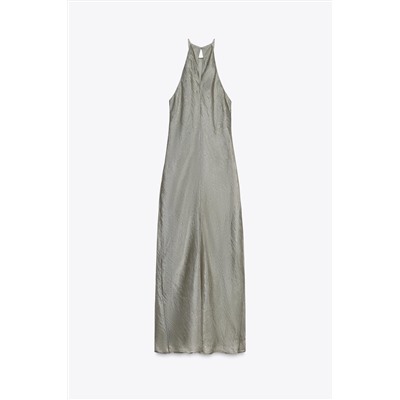 SHINY HALTER MIDI DRESS