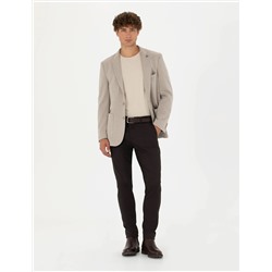 Bej Ekstra Slim Fit Spor Ceket