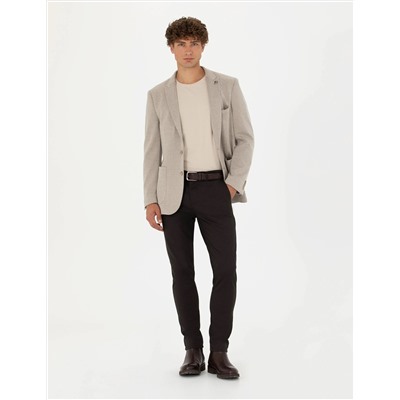 Bej Ekstra Slim Fit Spor Ceket