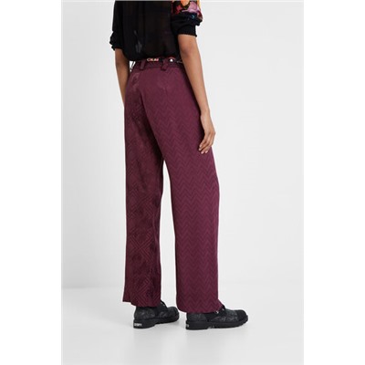 Pantalón jaquard cinturón pañuelo