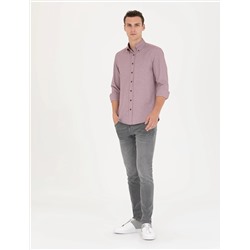 Bordo Slim Fit Uzun Kollu Gömlek