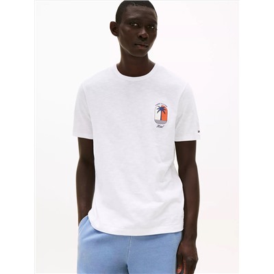 Palm Tree Logo Slub Cotton T-Shirt