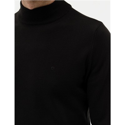 Siyah Slim Fit Yarım Balıkçı Basic Triko Kazak