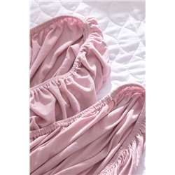 Valeria King Size Plus %100 Pamuk Lastikli Penye Çarşaf - Gül Kurusu