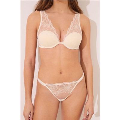 Tanga tul y encaje blanco