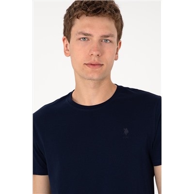 Erkek Regular Fit Bisiklet Yaka Lacivert Basic Tişört