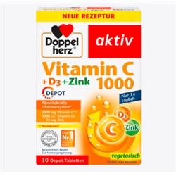 Vitamin C 1.000 + D3 + Zink Depot Tabletten 30 St., 42,9 g