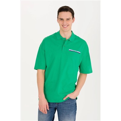 Erkek Yeşil Oversize Polo Yaka Tişört