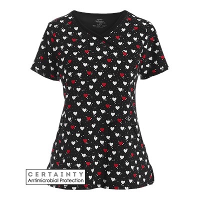 Cherokee Infinity Scrubs Lots Of Love Antimicrobial Print Top
