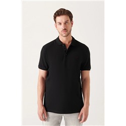 Avva Erkek Siyah %100 Pamuk Nefes Alan Standart Fit Normal Kesim Polo Yaka T-shirt E001004