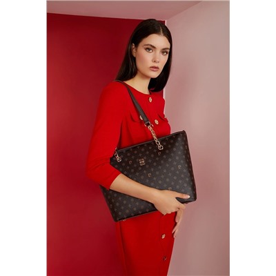 Pierre Cardin Kahve Monogram Kadın Omuz Çantası 05PO22Y1546