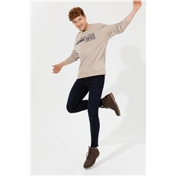 Erkek Taş Bisiklet Yaka Sweatshirt