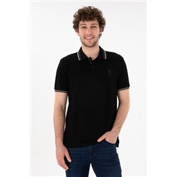Erkek Regular Fit Polo Yaka Siyah Basic Tişört