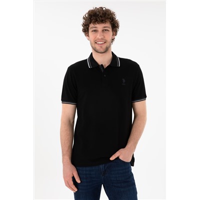 Erkek Regular Fit Polo Yaka Siyah Basic Tişört