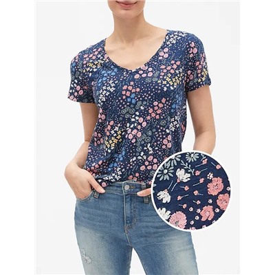 Easy Print V-Neck T-Shirt in Slub