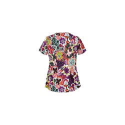 UA Peace And Prosperity Berry Burst Asymmetrical Scrub Top