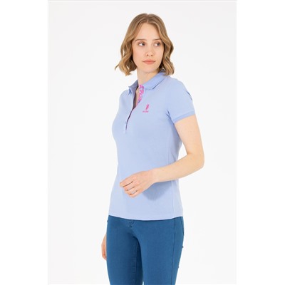 Kadın Mavi Basic Polo Yaka Tişört