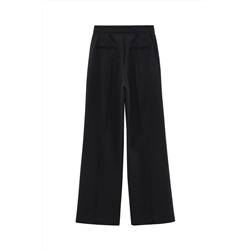 Pantalón palazzo de lana de tiro alto - Negro