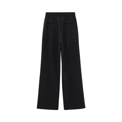 Pantalón palazzo de lana de tiro alto - Negro