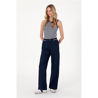 Kadın Lacivert Loose Fit Kanvas Pantolon