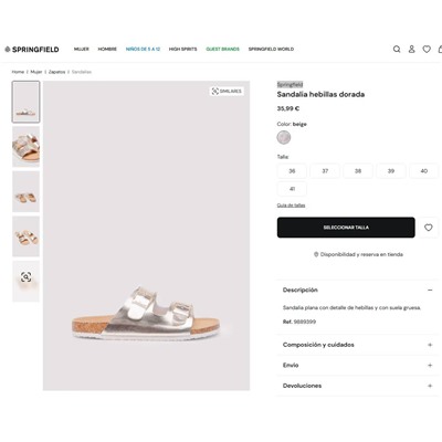 Женские металлические блестящие сандали, экспорт Цена на оф сайте 35 💶  Springfiel*d