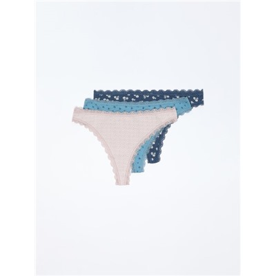 3-PACK OF BRAZILIAN BRIEFS WITH LACE TRIM