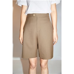 Short de tiro alto de lana Caqui