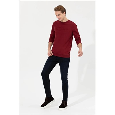 Erkek Bordo Basic Sweatshirt