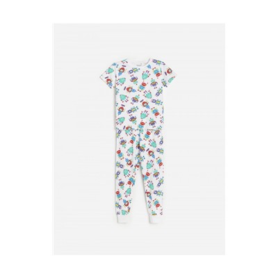Zweiteiliges Pyjama-Set mit Roboter-Aufdruck
