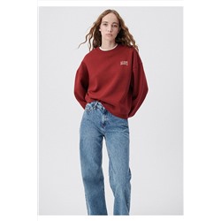 Mavi Logo Baskılı Bordo Sweatshirt 1611600-85493