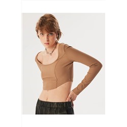 TwistUzun kollu crop t-shırt