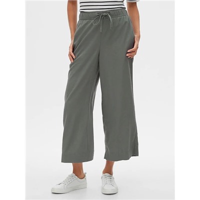Wide-Leg Crop Pants in Linen