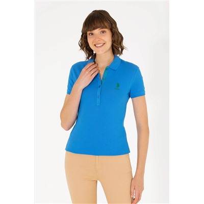 Kadın Saks Basic Polo Yaka Tişört