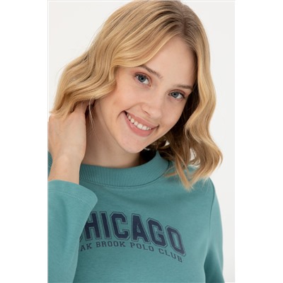 Kadın Mint Bisiklet Yaka Sweatshirt