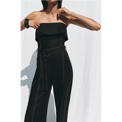 STRAPLESS LINEN BLEND JUMPSUIT