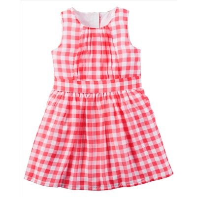 Gingham Crepe Dress