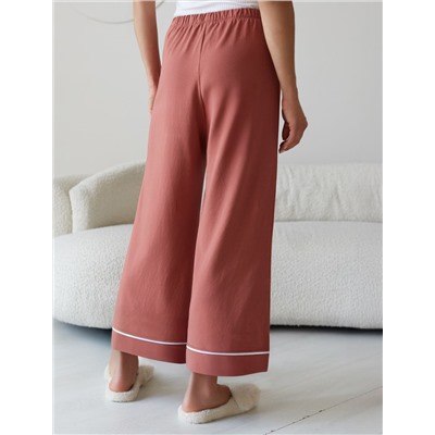 Укороченные брюки из эластичного хлопка с контрастным кантом