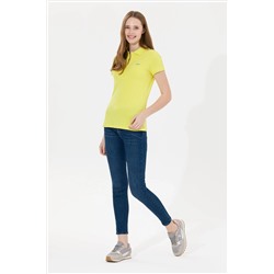 Kadın Neon Sarı Basic Polo Yaka Tişört