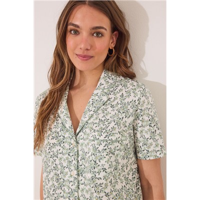 Pijama camisero largo 100% algodón flores
