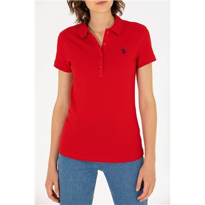 Kadın Kırmızı Basic Polo Yaka Tişört