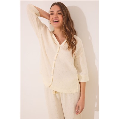 Pijama camisero muselina 100% algodón blanco