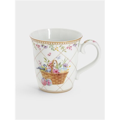 Кружка, 275 мл, фарфор P, белая, Корзина с цветами, Spring Bloom