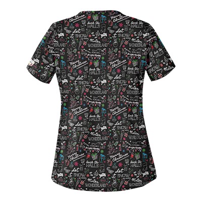 UA Deck The Halls Black Scrub Top
