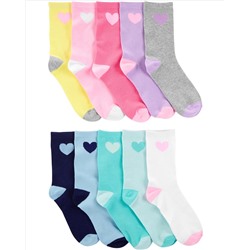 10-Pack Heart Crew Socks